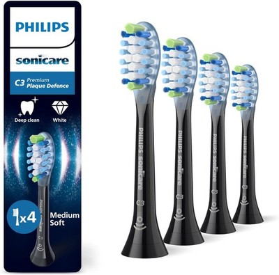 Philips Sonicare C3 Premium Plaque Defence Bürstenköpfe HX9044/88 4er Pack | Schwarz