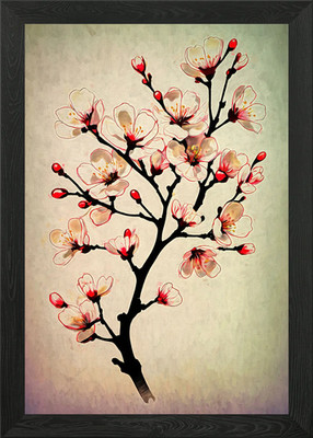Kirschbaum Zweig gerahmtes Wandbild Poster Leinwanddruck Bild