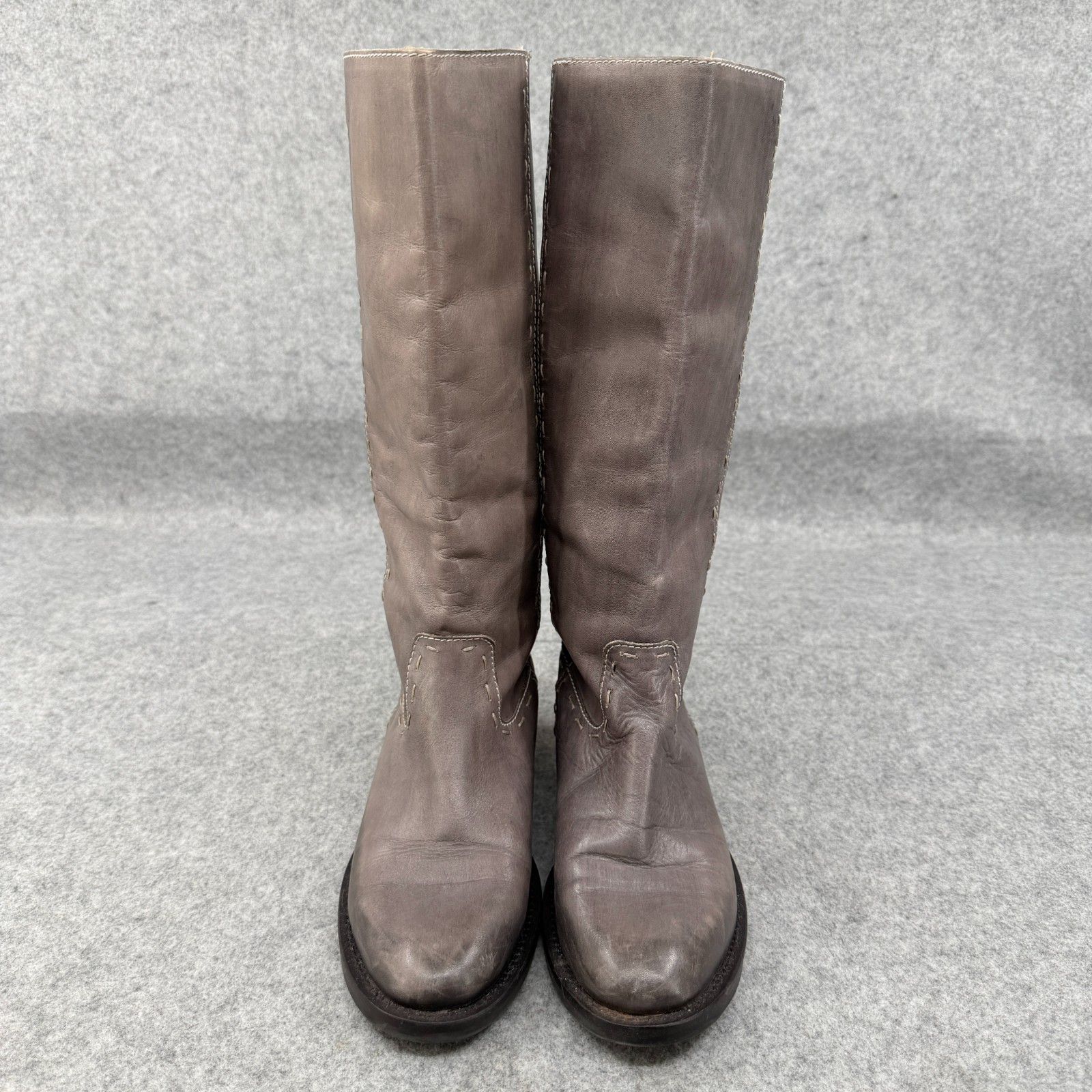 True Religion Tall Leather Knee-High Riding Boots 7 Gray Maddy Style TRS91110 thumbnail 2