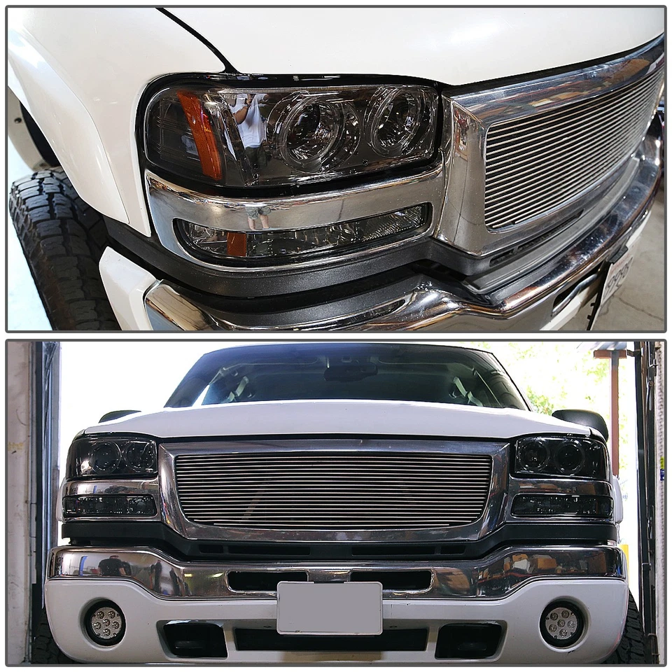 PARA 99-06 GMC SIERRA LED HALO PROYECTOR FAROS PARACHOQUES LÁMPARAS + JUEGO DE HERRAMIENTAS AHUMADO Foto 2 de 4