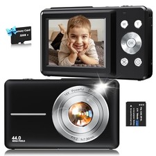 Digital Camera,FHD 1080P Kids Camera 44MP Point and Shoot Digital Cameras Black