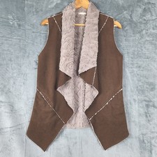 Western Suede Sherpa Vest Womens Medium Cowgirl Boho Hippie Festival Pockets