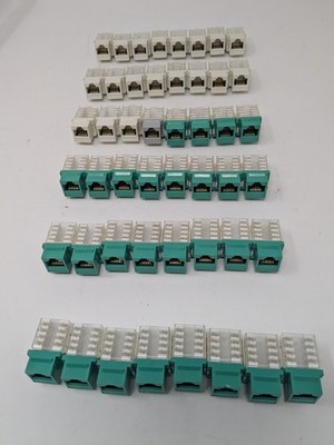 Lot Of 48 Hyperline Cat6 Jacks, Removed From Working Environment Various Colors