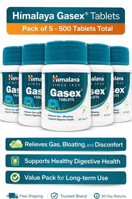 Himalaya Gasex Tablets Ayurvedic Herbal Wellness 500 Tabs Exp 07-2028