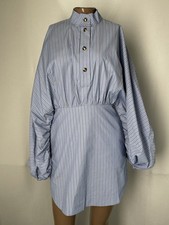 Zimmermann Womens Dress Hydrangea Stripe Size 4 Drawstring Mini Puff Sleeve