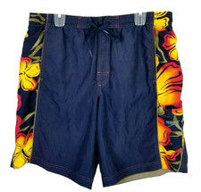 Speedo Men's Board Shorts Medium Blue Floral Swim Trunks Mesh Lined Surf Beach