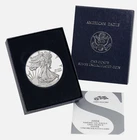 2008-W Burnished $1 American Silver Eagle Box, OGP & COA