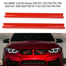 Grille Trim Strips Front Parts Pipe Red Replacement 2Pcs ABS Accessories