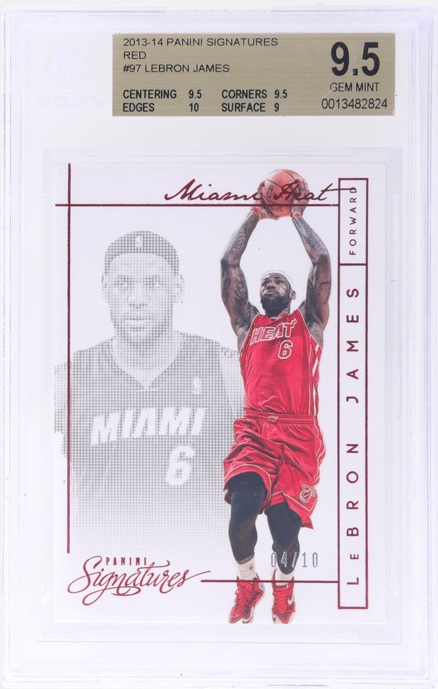 2013-14 Panini Signatures - LeBron James #97 Red /10 BGS 9.5 GEM MINT 
