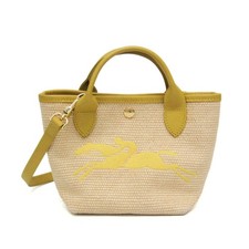 Longchamp Beige Leather Shoulder Bag Unisex Preowned Carry Bag