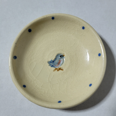 #ad Beaumont Brothers Pottery BBP 3 1 4quot; Butter Pat Hand Painted Blue Bird $23.99