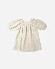 Rylee + Cru Talee Dress Champagne Stripe Girls Size 6-7 Years