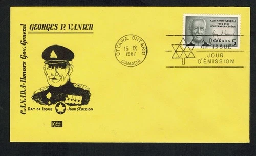 Canada #474, 1967 5¢ Georges Vanier Kolor Koger cachet  FDC VF