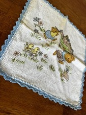 Homespun cotton crochet lace edges Face Washer retro bath wash cloth vintage 