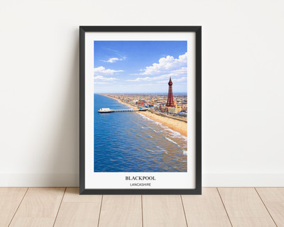 Blackpool Beach Druck Lancashire Reise Poster Küste Wandbild