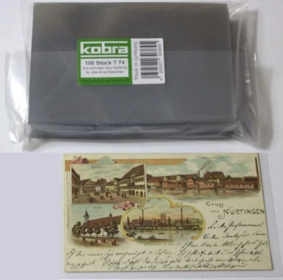 KOBRA Schutzhüllen Hartfolie für alte Ansichtskarten 95x147 Postkarten 100 St