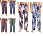 2 Mens Pyjama Bottoms 100% Cotton Woven Check Lounge Pant pj Nightwear M - 2XL