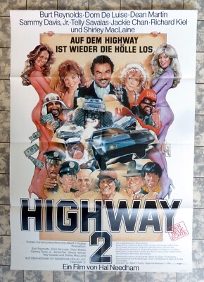 HIGHWAY 2 Cannonball Run 2 A1-FILMPOSTER German 1-Sheet ´84 REYNOLDS Martin CHAN