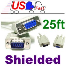 25ft DB9 pin Male-Female Shielded Serial RS232 Straight Through Cable/Cord/Wire