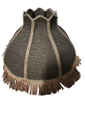 Vintage Wicker Hanging Swag Lamp Light Fixture Rattan Tassel Fringe Large 