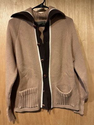 Pendleton Wool  Cardigan Sweater Size Medium With Leather Buttons Vintage