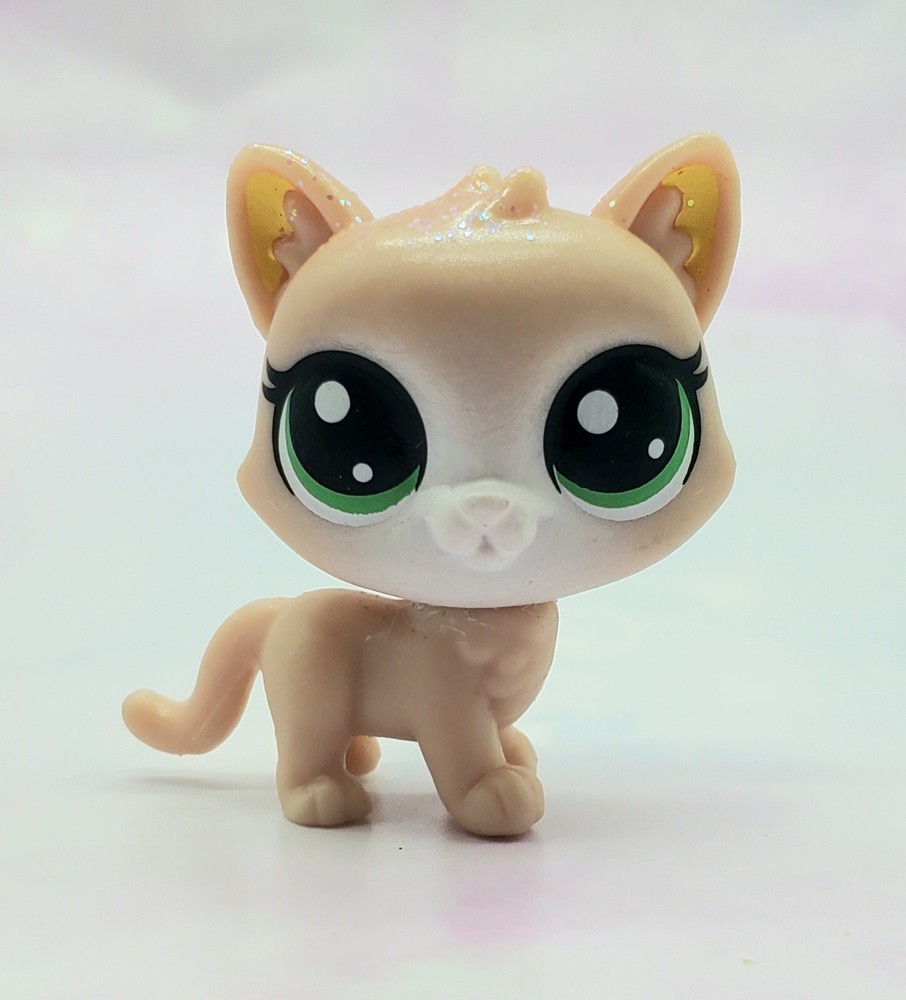 Littlest Pet Shop Authentic No # Thundercloud Mini Cream Glitter Cat Green Eyes