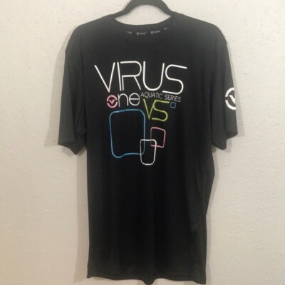 Virus NWT Black Aquatic Series Screen Print Fitted Rash Gaurd size XL