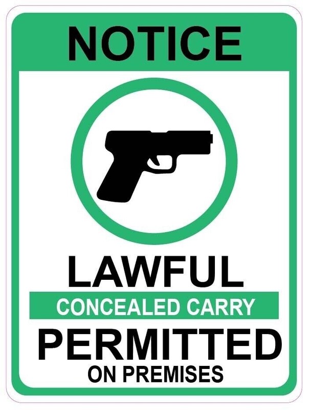 NOTICE LAWFUL CONCEALED CARRY PERMITTED Adhesive Sticker Decal Sign 4" x 5"