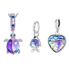 S925 SILVER METALLIC OCEAN SEA LIFE CHARMS PACKAGE by Safun Jewellers *3 CHARMS*
