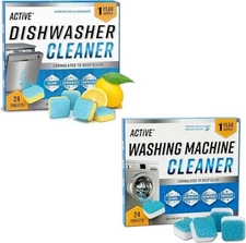 Active Washing Machine & Dishwasher Cleaner Bundle Pack (48 Cleaning Tablets)