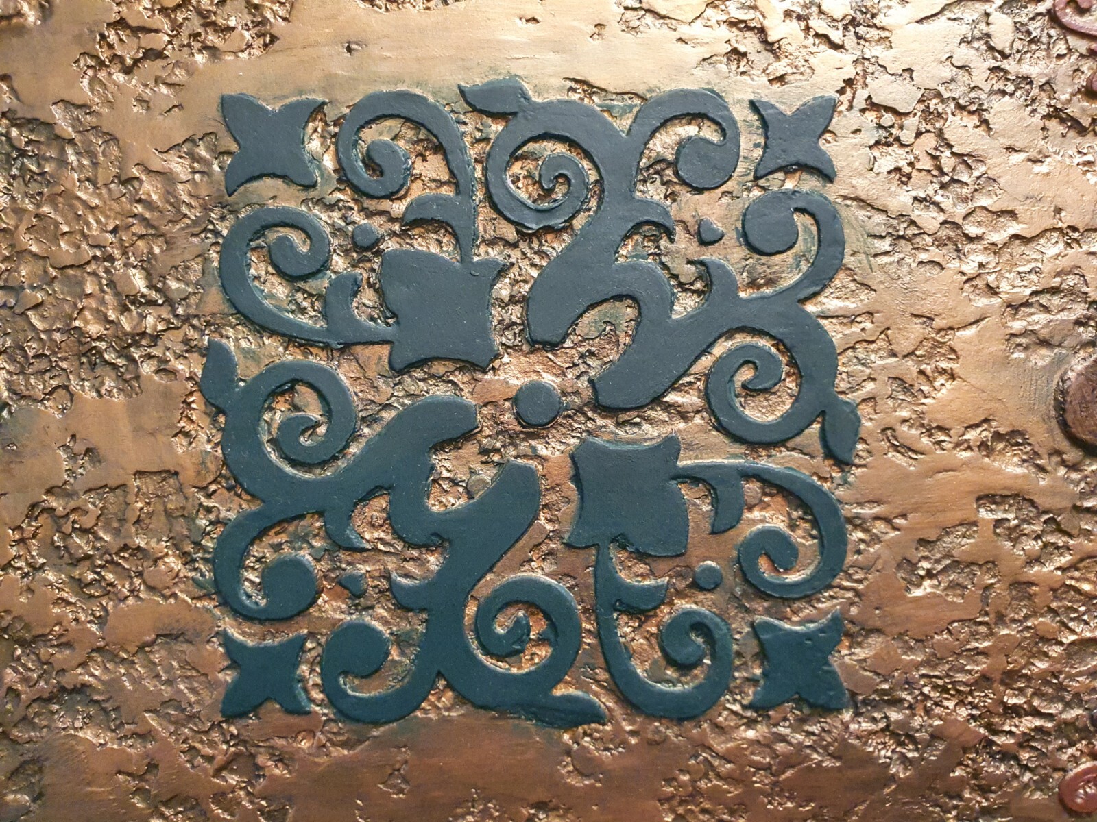 Unique Dark Gold Painting, 3D Wall Hanging Art, Vintage/Antique Effect