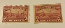 *US Stamps , 2 Cent Hudson-Fulton ,Perf #372 MH,NG, & Imperf #373 MH,OG