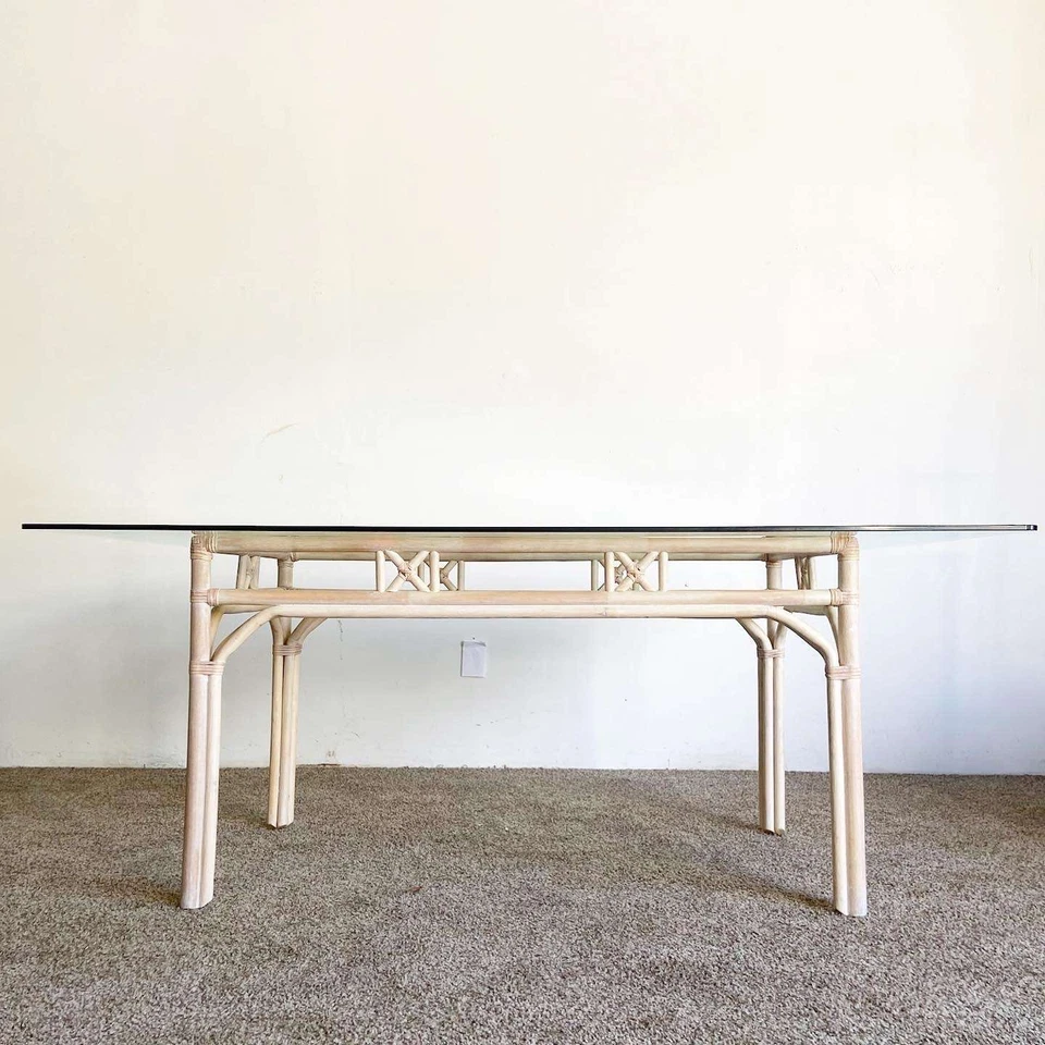 Mesa de Comedor Rectangular Boho Chic Bambú Ratán, SOLO BASE Foto 2 de 4