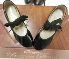 Tap shoes Girls 31/2 N Ribbon tie Capezio Style 625 Patent Black