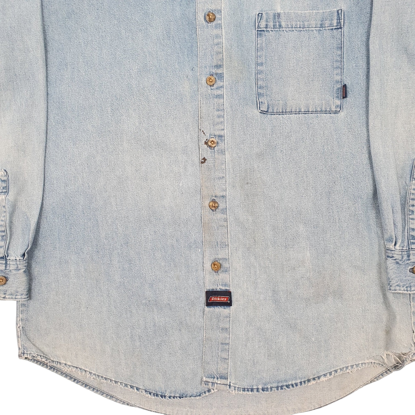 DICKIES Blue Shirt Denim Workwear Shacket Long Sleeve Casual Cotton Mens L image 4