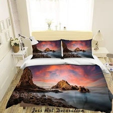 3D Rock Fire Clouds Landscape Quilt Cover Set Bedding Sets Pillowcases Queen