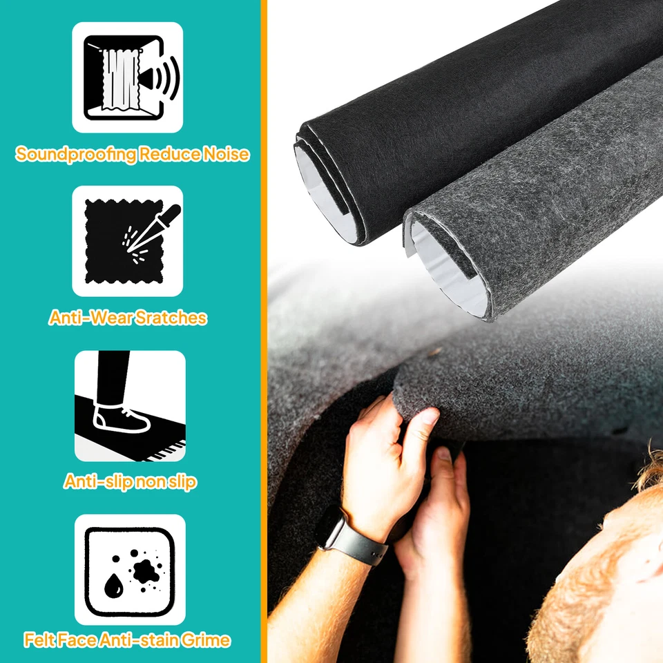 Roll Adhesive Felt Car Ute Trunk Carpet Lining Cabinet Drawer Liner Easy Install - image 4 of 4