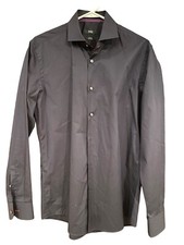 Hugo Boss Button Down Shirt Mens Long Sleeve Slim Fit Easy Iron Dark Purple