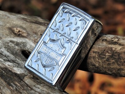 Harley Davidson Zippo Lighter - Deep Carved Diamond Plate - Bar