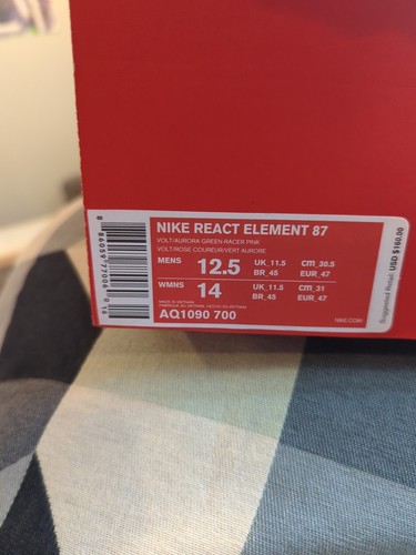 Size 12.5 M - Nike React Element 87 Hyper Fusion BRAND NEW - Picture 2 of 5