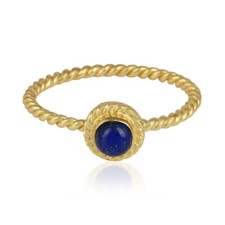 Natural Lapis Lazuli Gemstone Gold Plated 925 Silver Women's Ring Jewelry