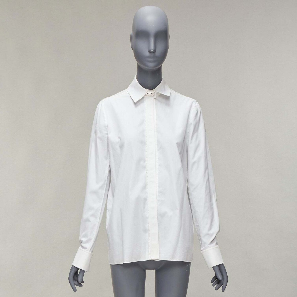 GIVENCHY Riccardo Tisci silver metal button collar white