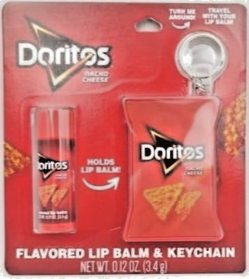2pc Doritos Nacho Cheese Lip Balm & Keychain Oval Shaped Balm+Chips Bag Keychain