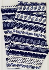 TC LuLaRoe Tall & Curvy Leggings Beautiful Navy Blue White Paisley Rare! NWT L76