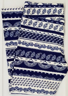 TC LuLaRoe Tall & Curvy Leggings Beautiful Navy Blue White Paisley Rare! NWT L76