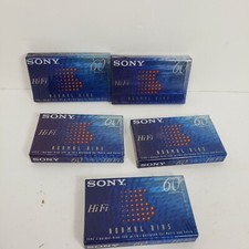 Lot of 5 Sony HI-FI 60 Minutes TYPE I Normal Bias Blank Cassette Tape Sealed