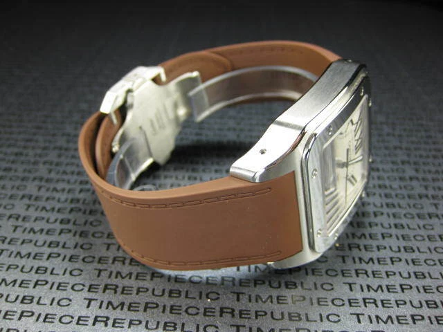 New 23mm Soft PU Rubber Strap CARTIER SANTOS 100 XL Diver Watch