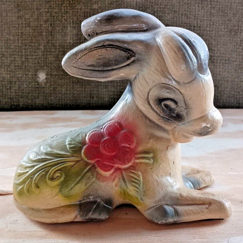 Cute Little Vintage Japan Donkey Figurine with Floral Artwork on its sides.
