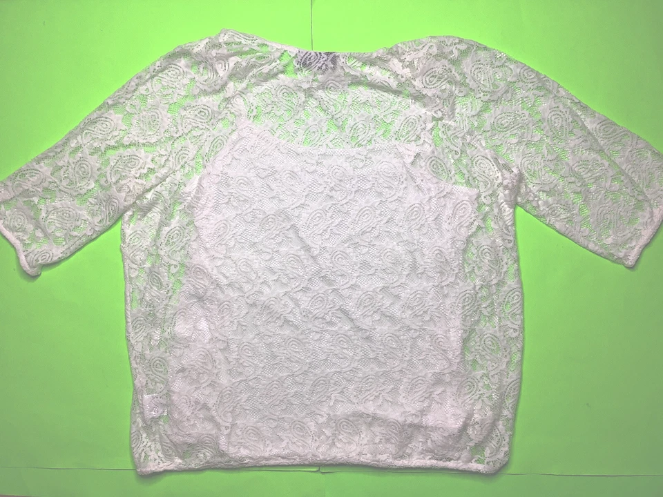 BASIC EDITIONS Women’s 3/4 Sleeve Blouse Size X-Large White - Image 2 of 4