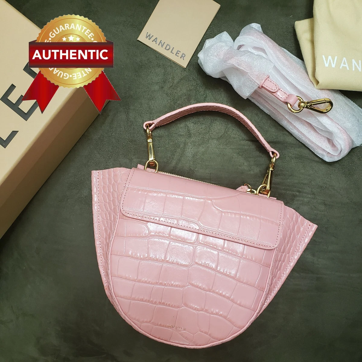 NEW Authentic WANDLER Hortensia Mini Croc Effect Leather Bag
